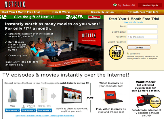 netflix homepage example