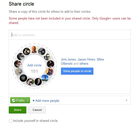 google plus share circle