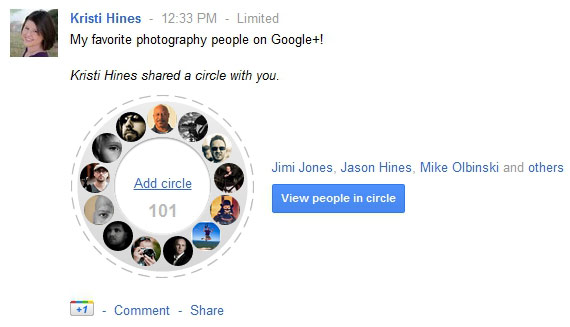 Google Plus Shared Circle