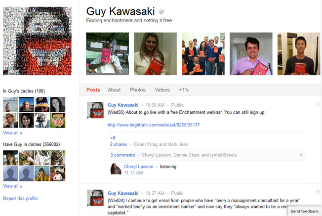 Guy Kawasaki Google Plus Profile