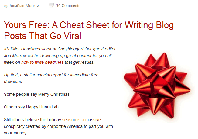 Copyblogger.com Great Content Example