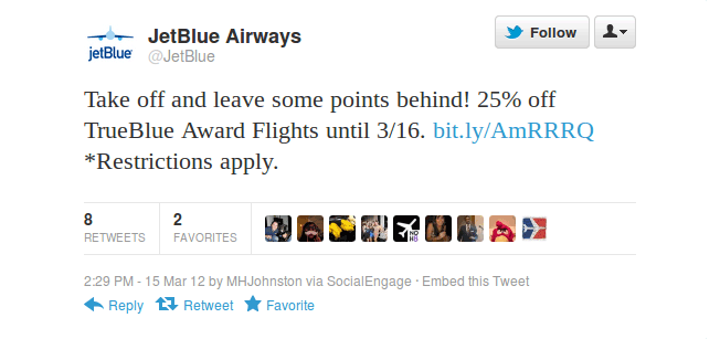 jet blue awards tweet