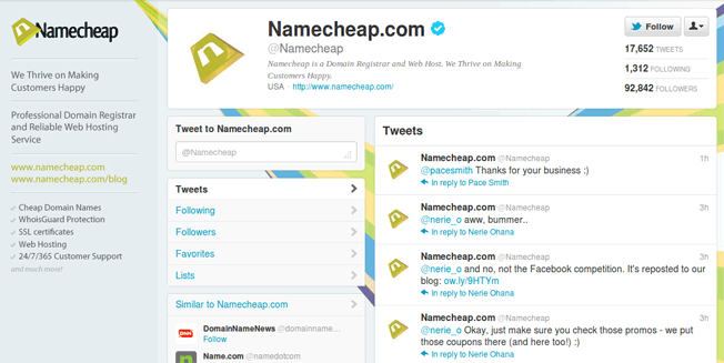 namecheap twitter account 2012