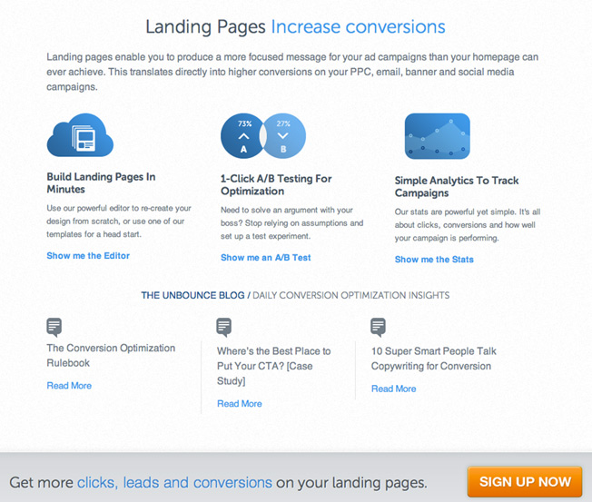 unbounce landing page