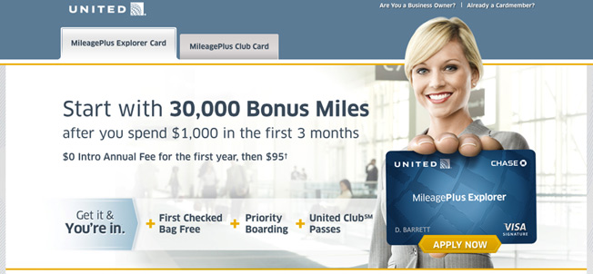 united airlines landing page