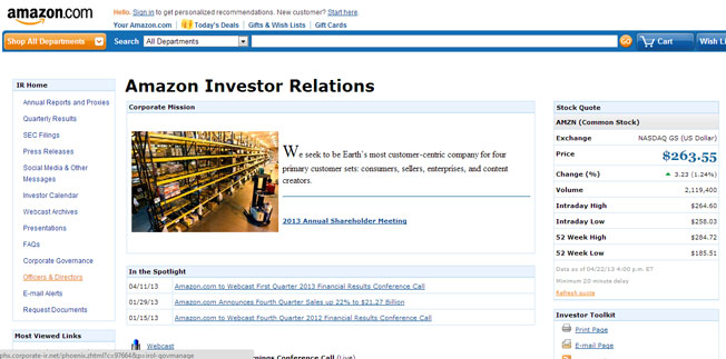 amazon investor relations