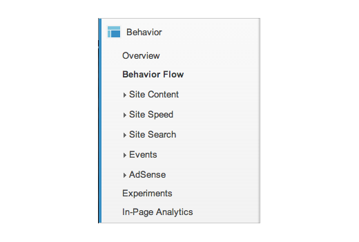 google analytics behavior menu