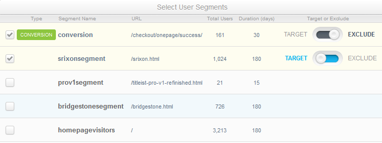 select user segments