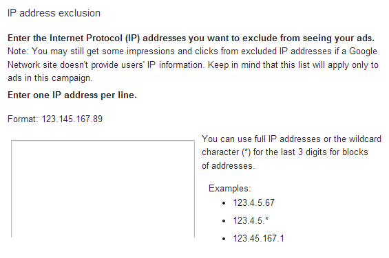 ip address exclusion