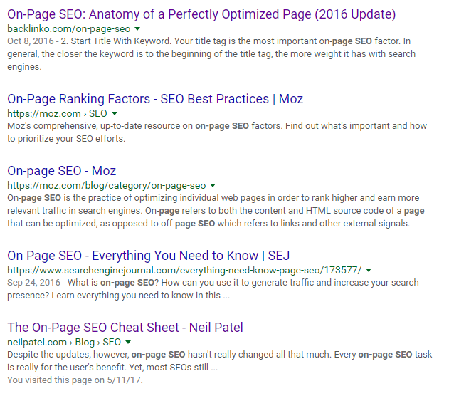 OnPageSEO Results 1