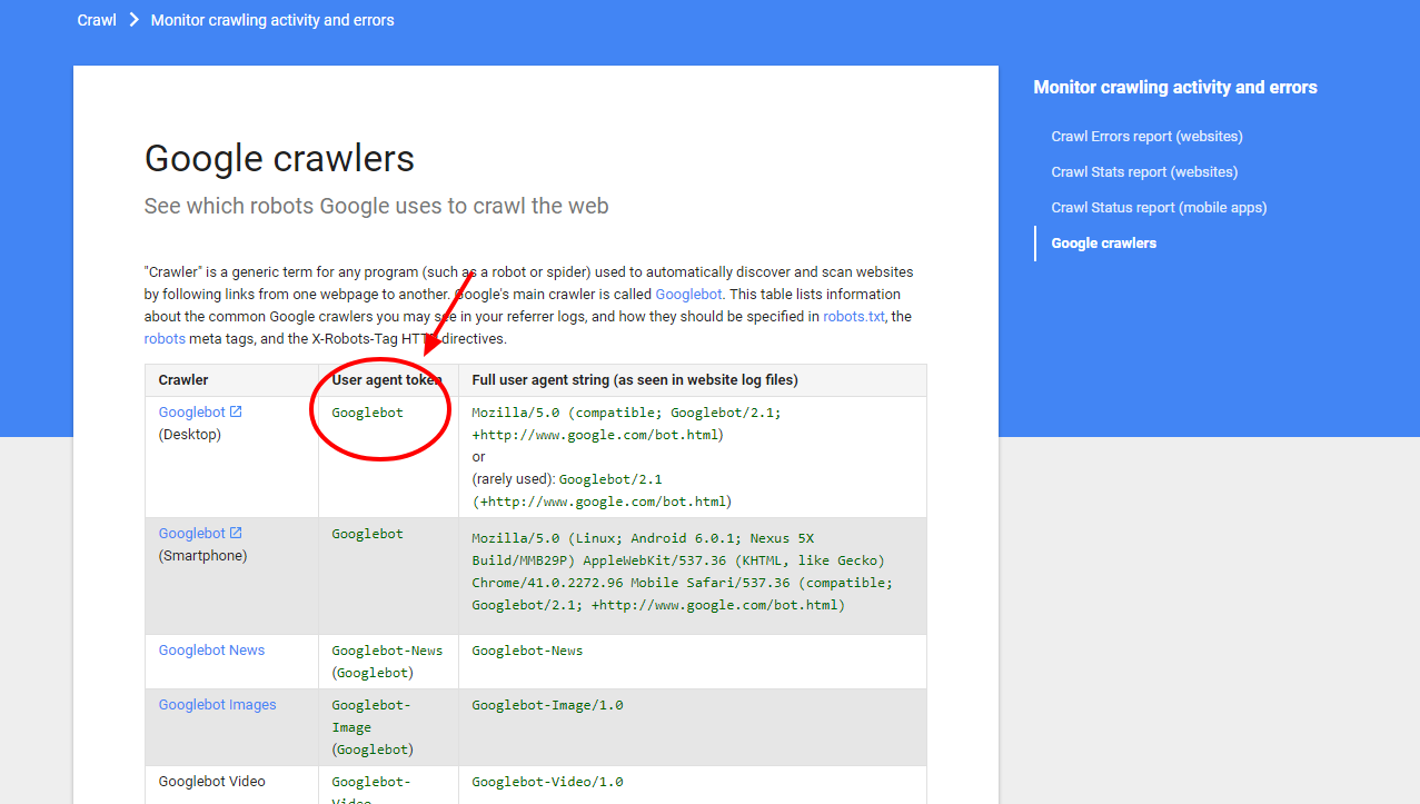 Google crawlers Search Console Help
