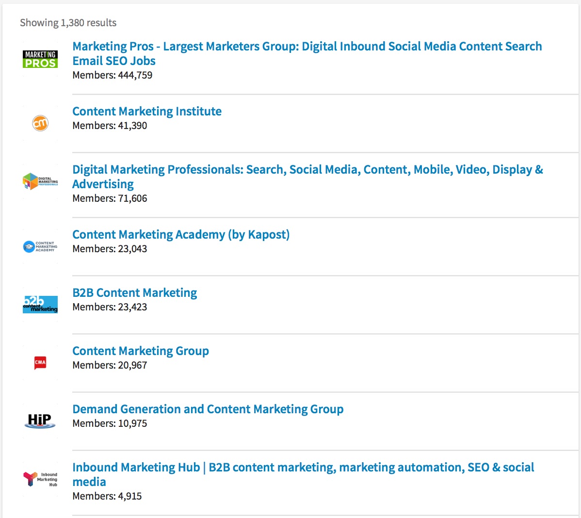 content marketing Search LinkedIn