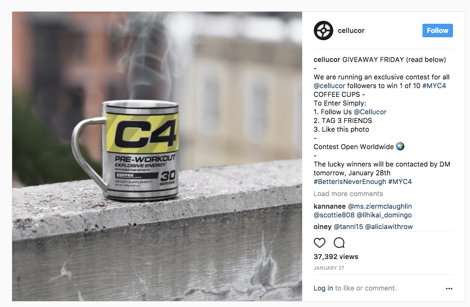 Cellucor on Instagram GIVEAWAY FRIDAY read below We are running an exclusive contest for all cellucor followers to win 1 of 10 MYC4 COFFEE CUPS To 