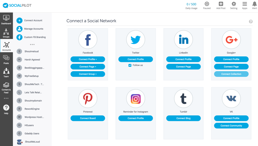 Socialpilot connect account