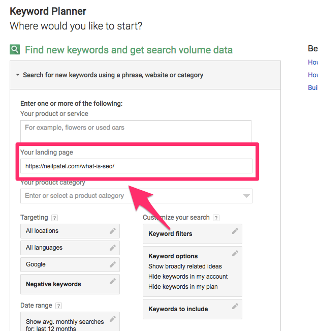 Keyword Planner Google AdWords