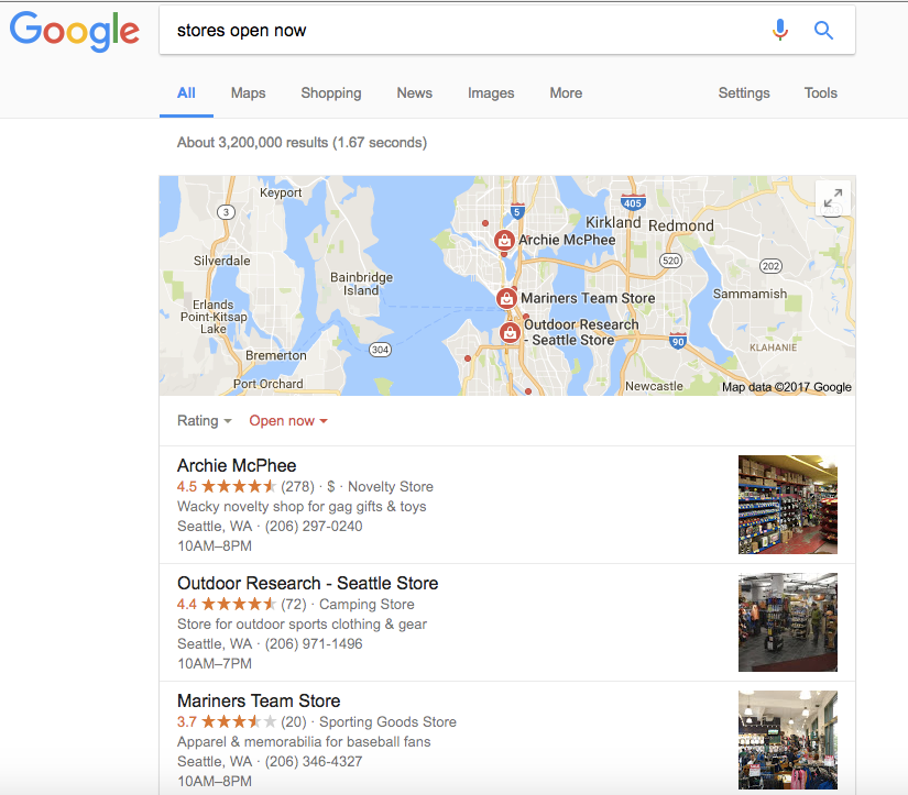 stores open now seattle Google Search
