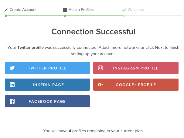sucesso na conexão de conta no aplicativo sprout social