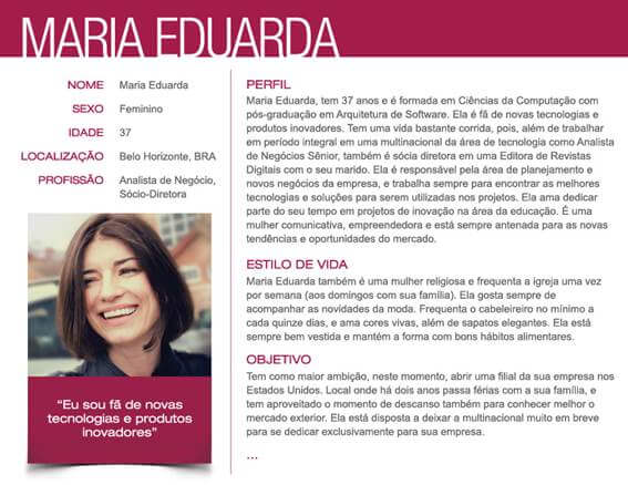 exemplo de persona Maria Eduarda