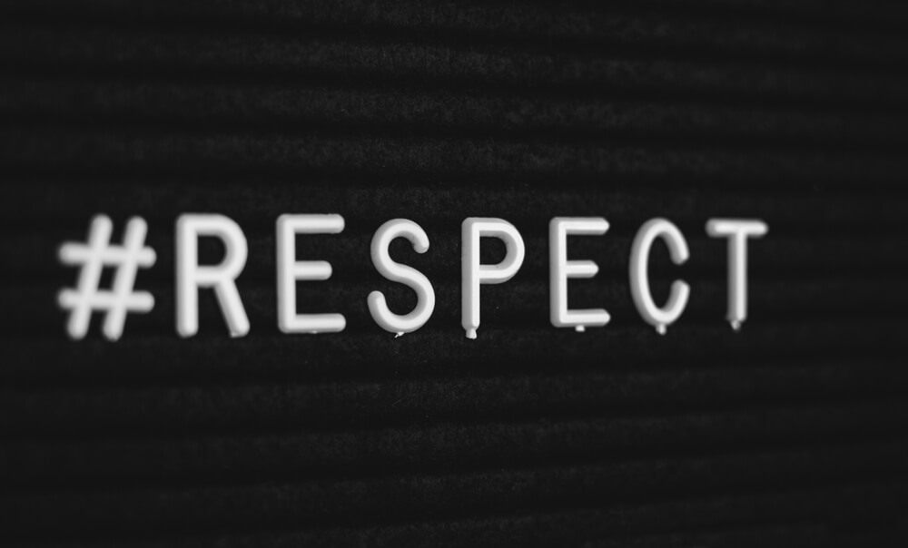 hashtag da palavra respect com fundo preto