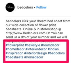descrição de produtos a venda no instagram da empresa BedColors