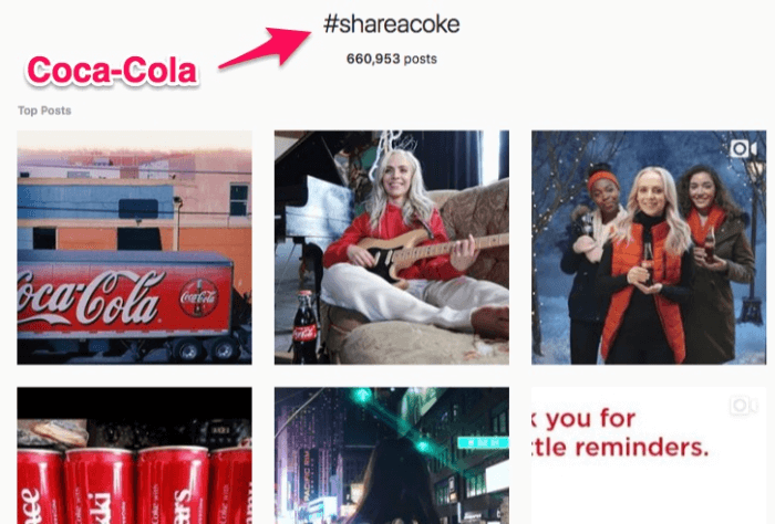 hashtag da marca Cola-Cola no Instagram