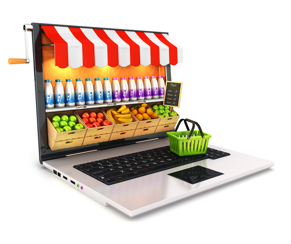 ilustração de laptop e comércio em tela