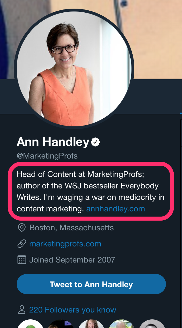 Ann Handley MarketingProfs Twitter