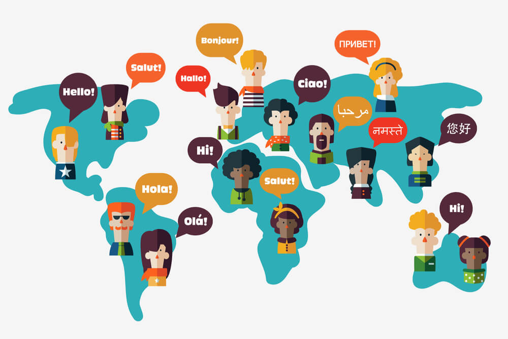 ilustração sobre idiomas diferentes