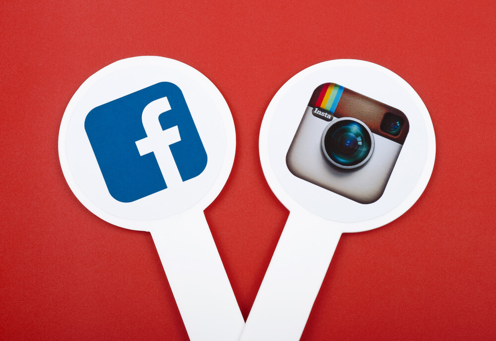 Símbolos do Instagram e facebook