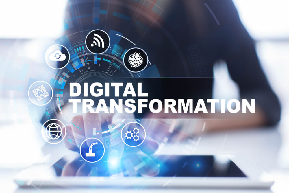 tablet com título de transformação digital