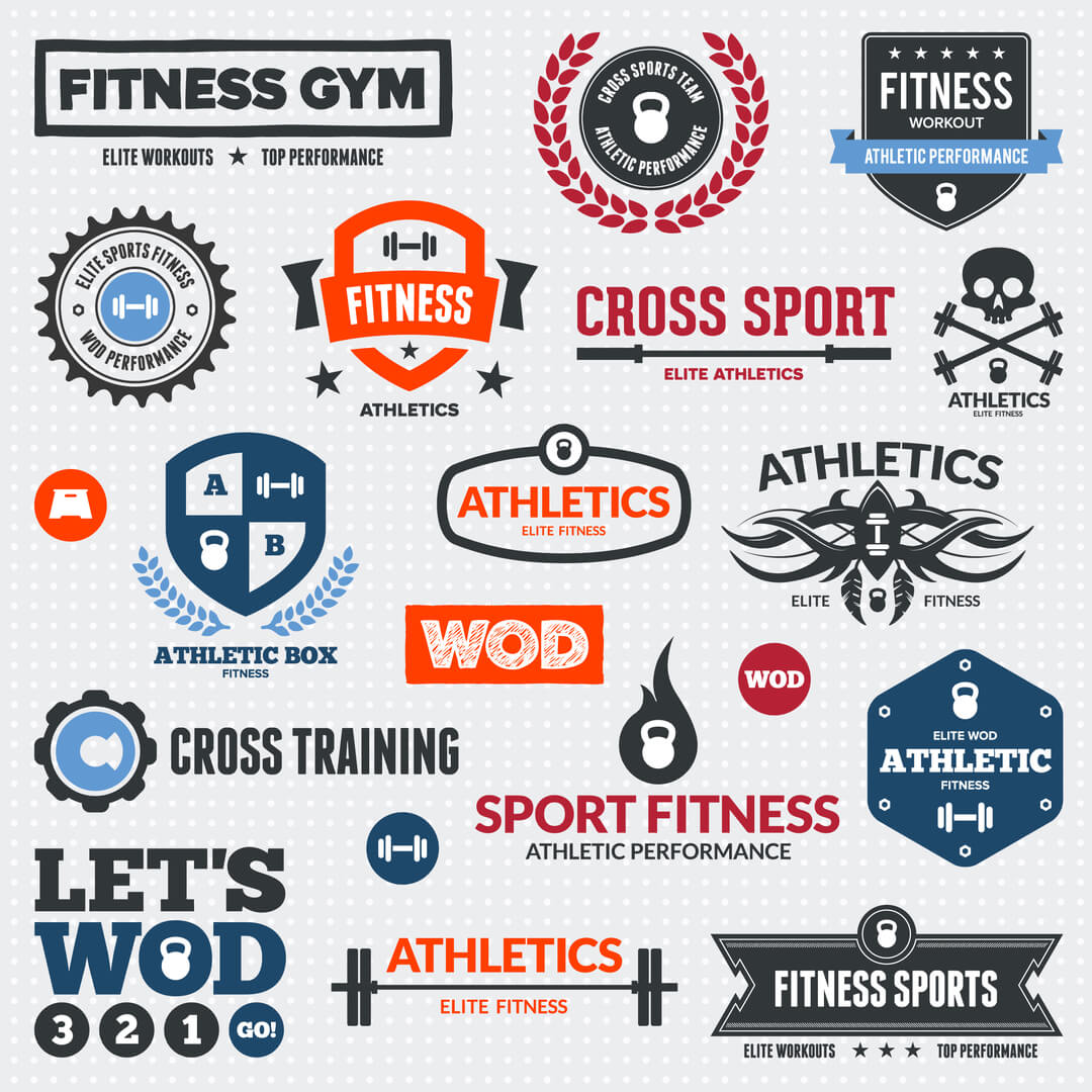 logotipos criativos na temática de esportes e academia