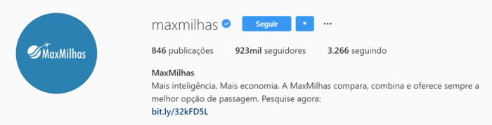 marketing para instagram do maxmilhas