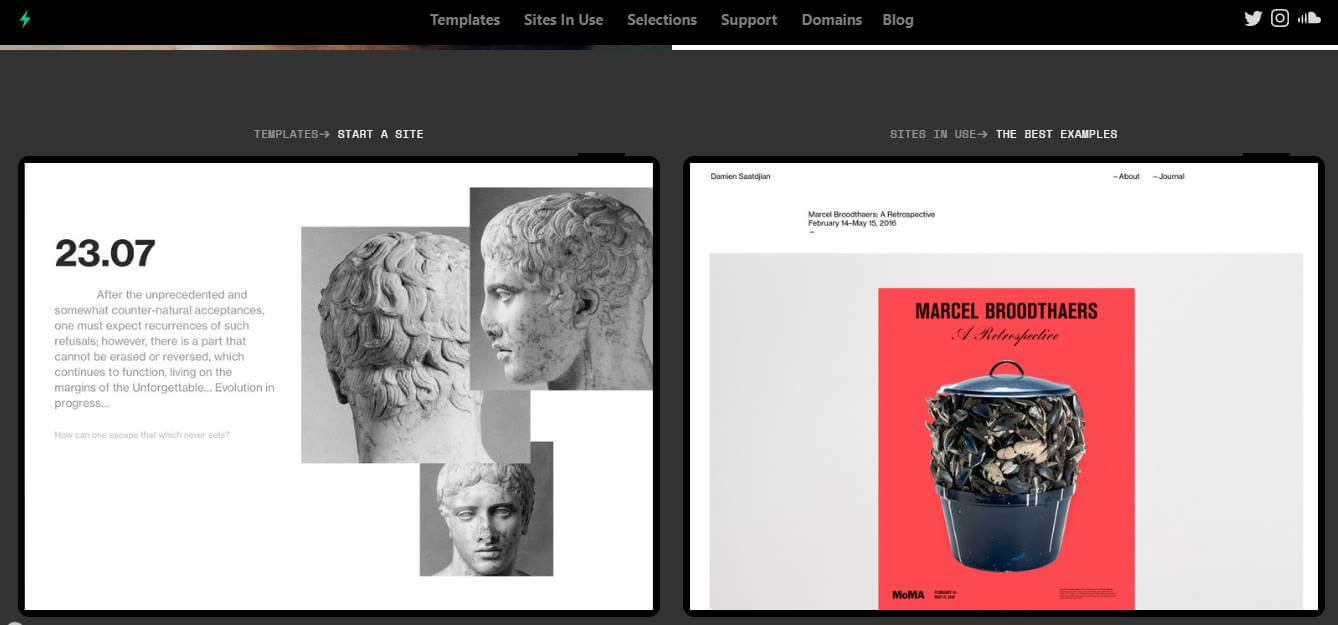 página inicial do site para desktop de criação de portfolio online Cargo Collective