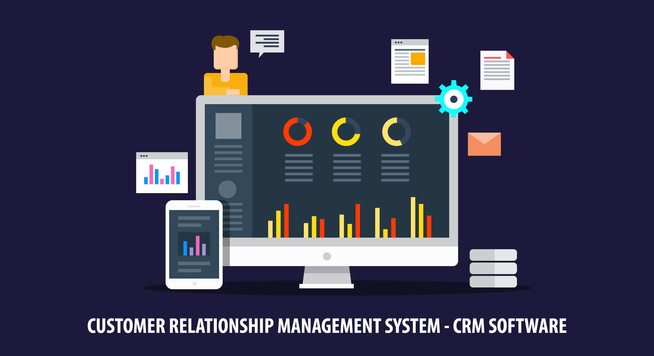 ilustração do sistema CRM como exemplo de ferramenta de relacionamento usada no maketing de experiencia