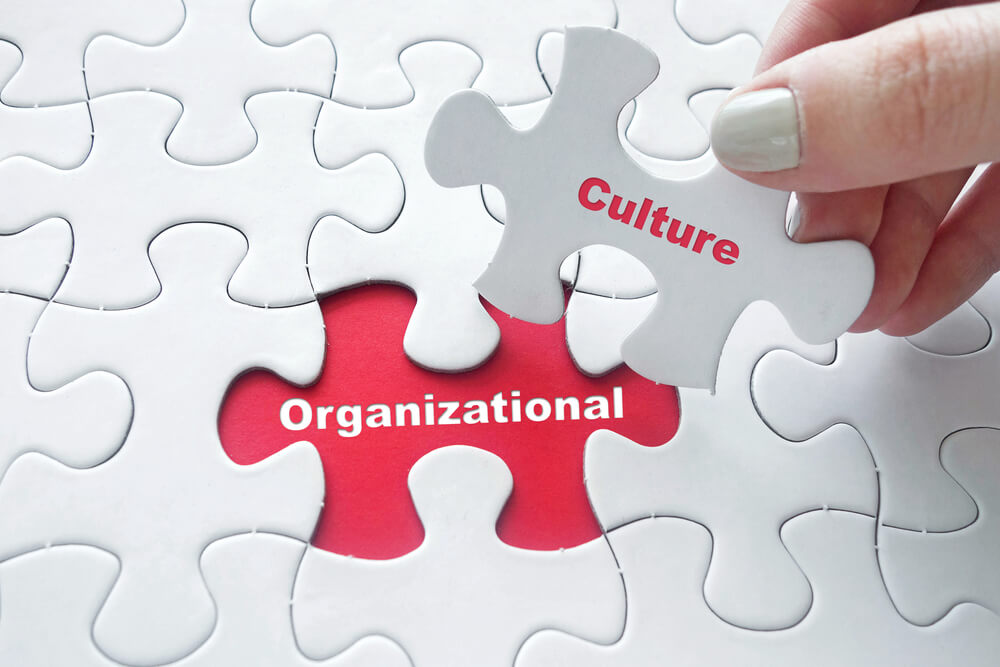 peças de quebra cabeça montando a frase cultura organizacional