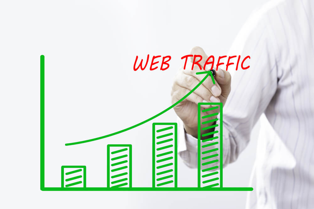 profissional assinalando gráfico sobre tráfico web
