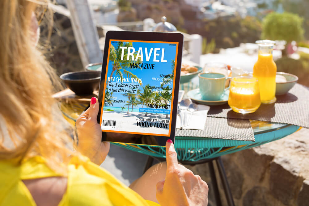 revista online sobre viagens em tablet
