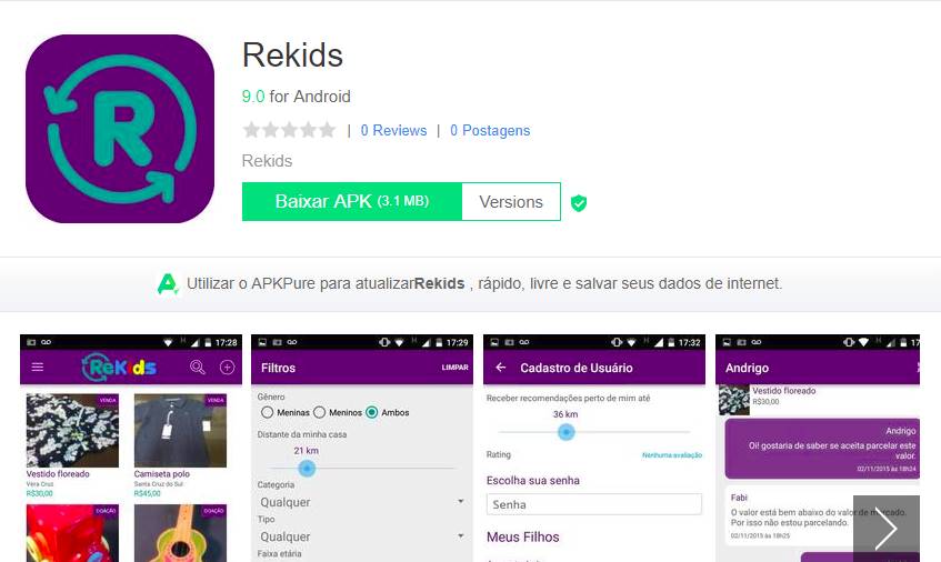 tela de download do aplciativo de vendas ReKids