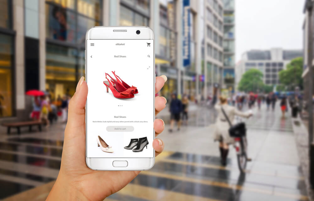 loja virtual de sapatos em tela de smartphone