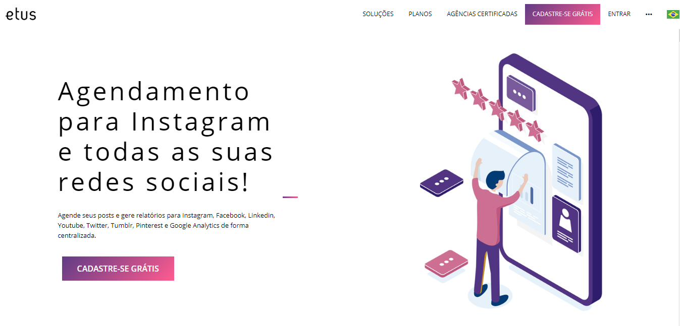 plataforma etus para automaçao de postagens no instagram