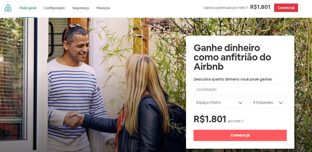airbnb como exemplo de criatividade em landing pages