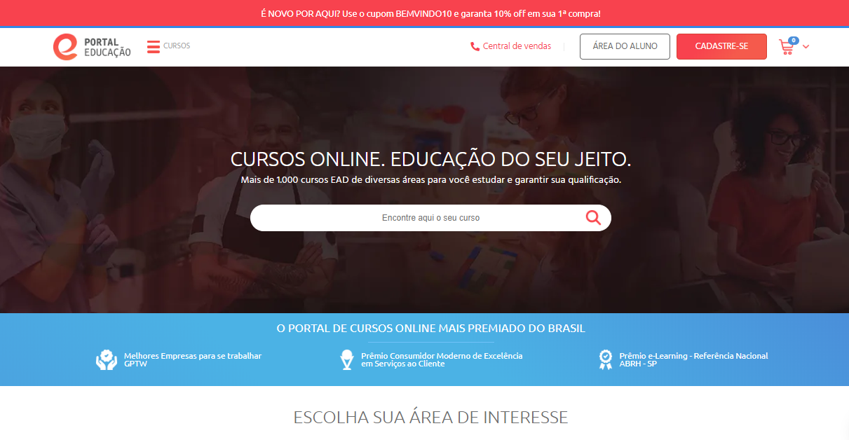 Portal Educação como exemplo de plataforma de cursos online