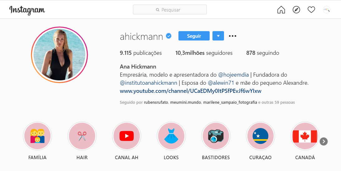 ahickmann como exemplo de instagram de modelos