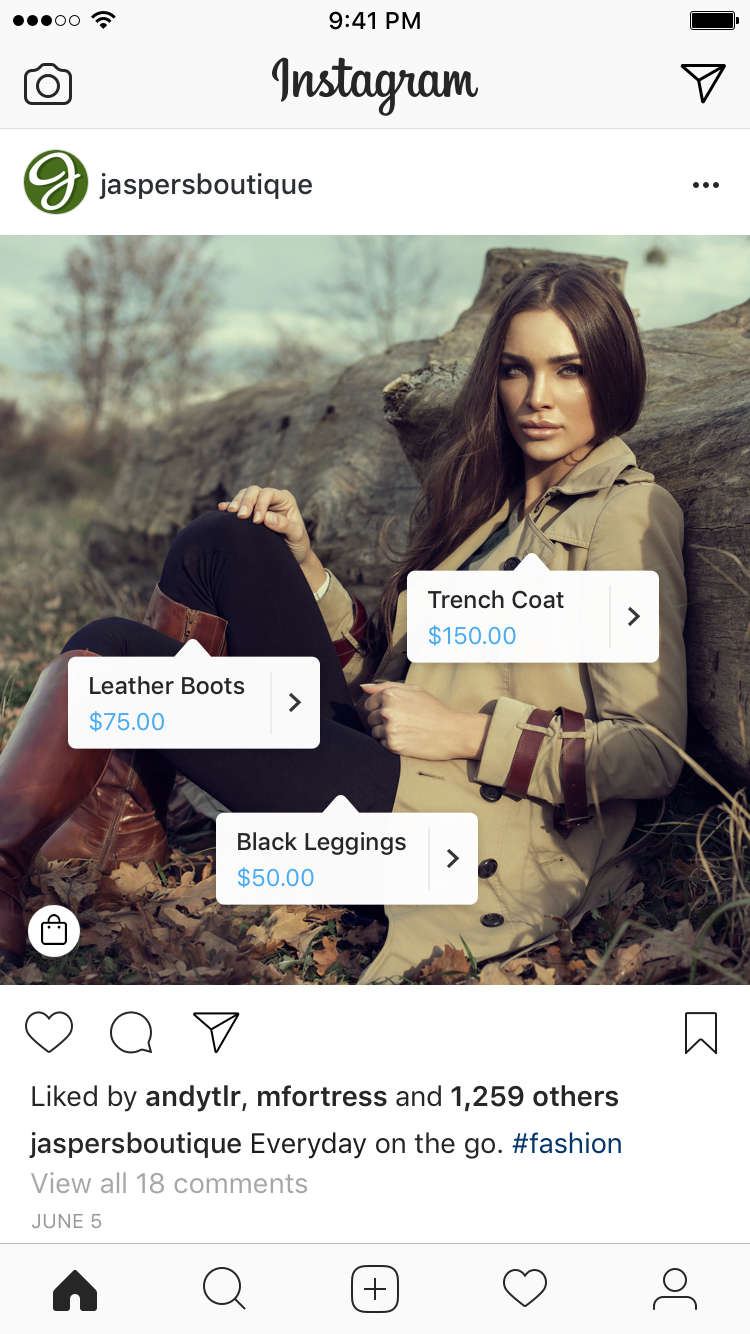 exemplos de produtos do Instagram Shopping
